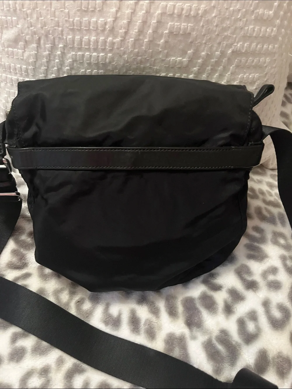 Tumi Black Nylon Crossbody Bag with Red Accent